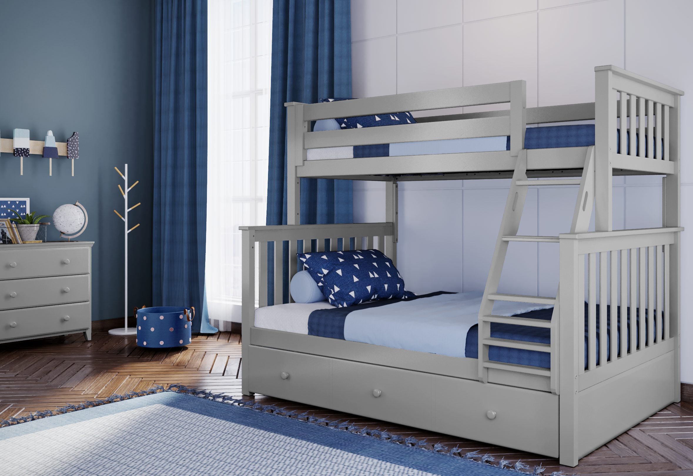 Kent Twin Full Bunk Bed With Angled, Bunk Beds With Slanted Ladder
